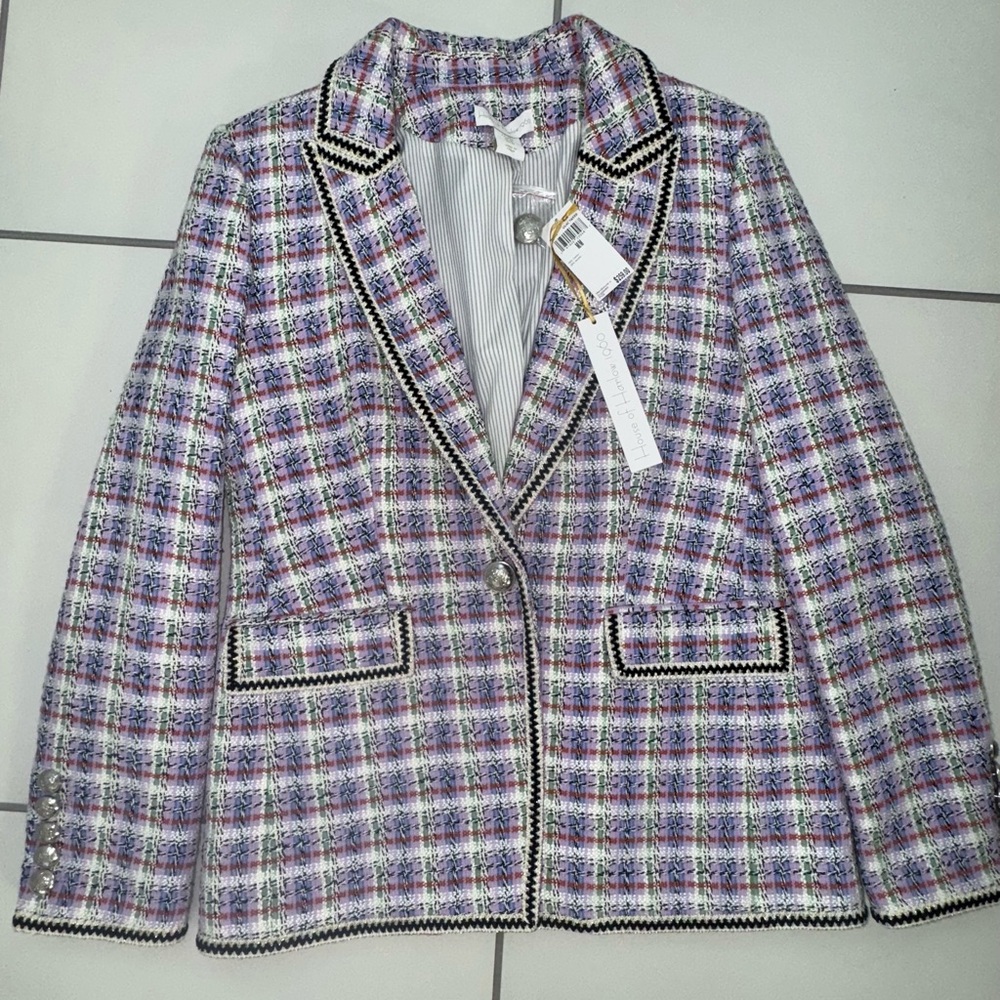House of Harlow 1960 Purple Plaid Blazer